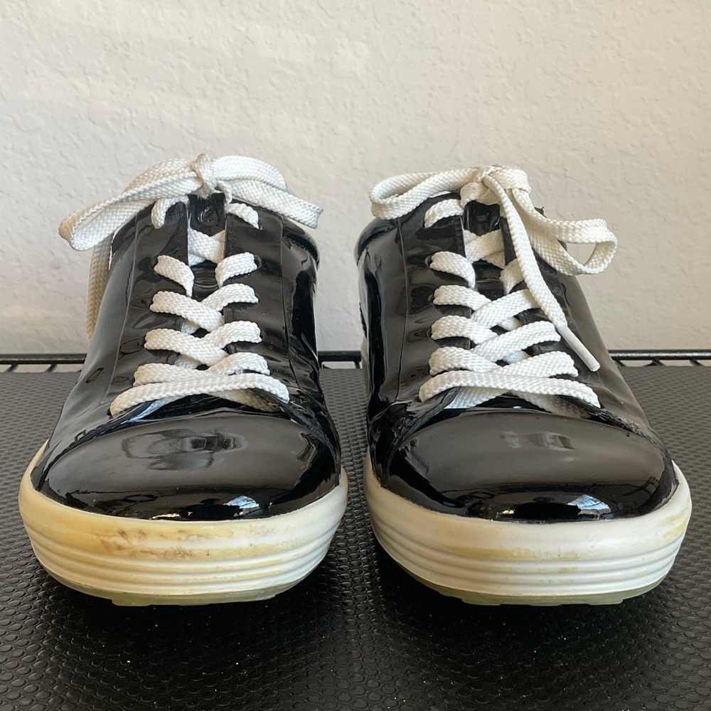 ECCO Soft 7 Womens 8.5 Black Patent Leather Lace Up Sneakers 39 47030301001 - Picture 9 of 14